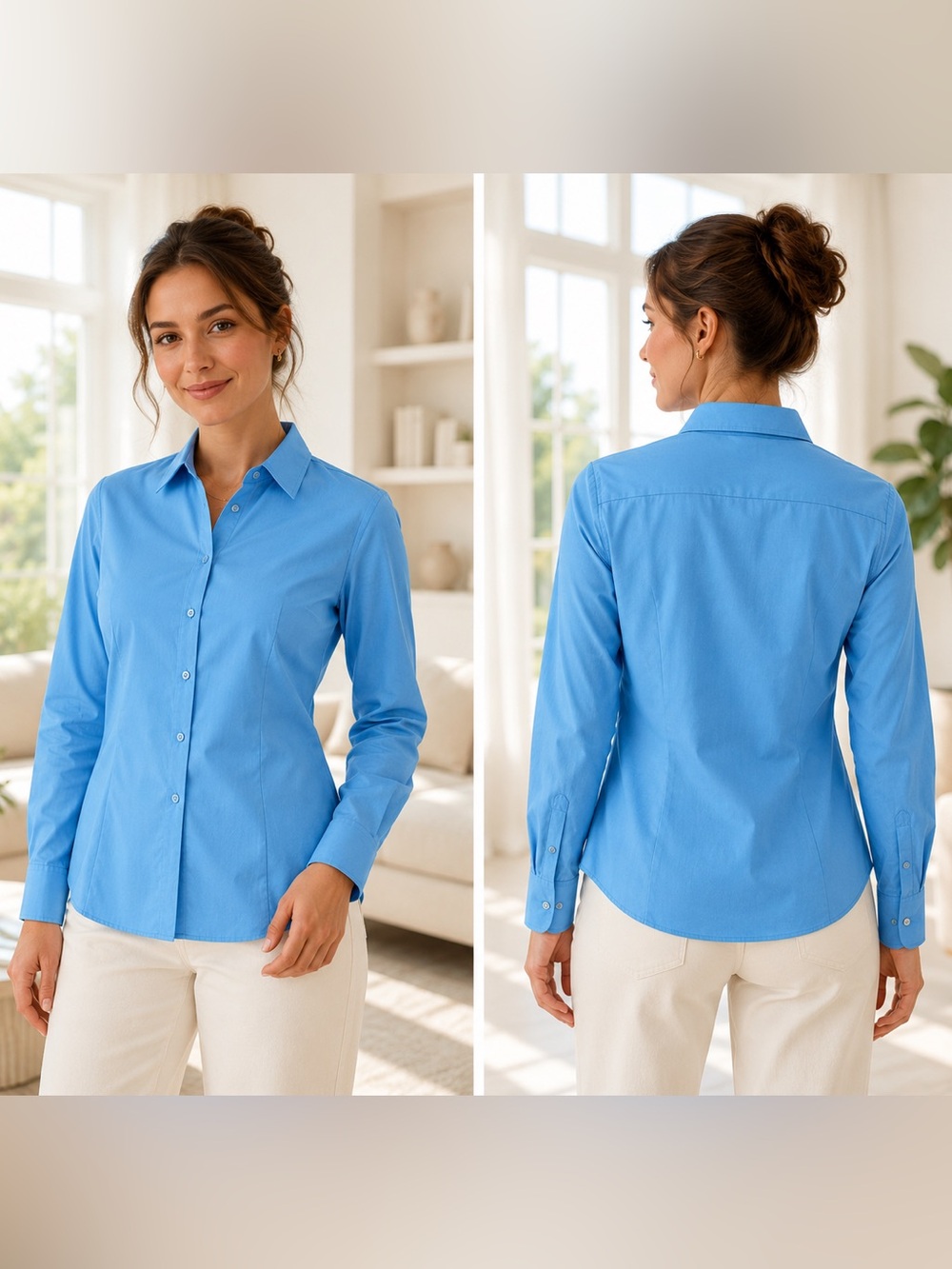 Doublju Slim-Fit Button-Down Shirt - Sky Blue size XL NWT